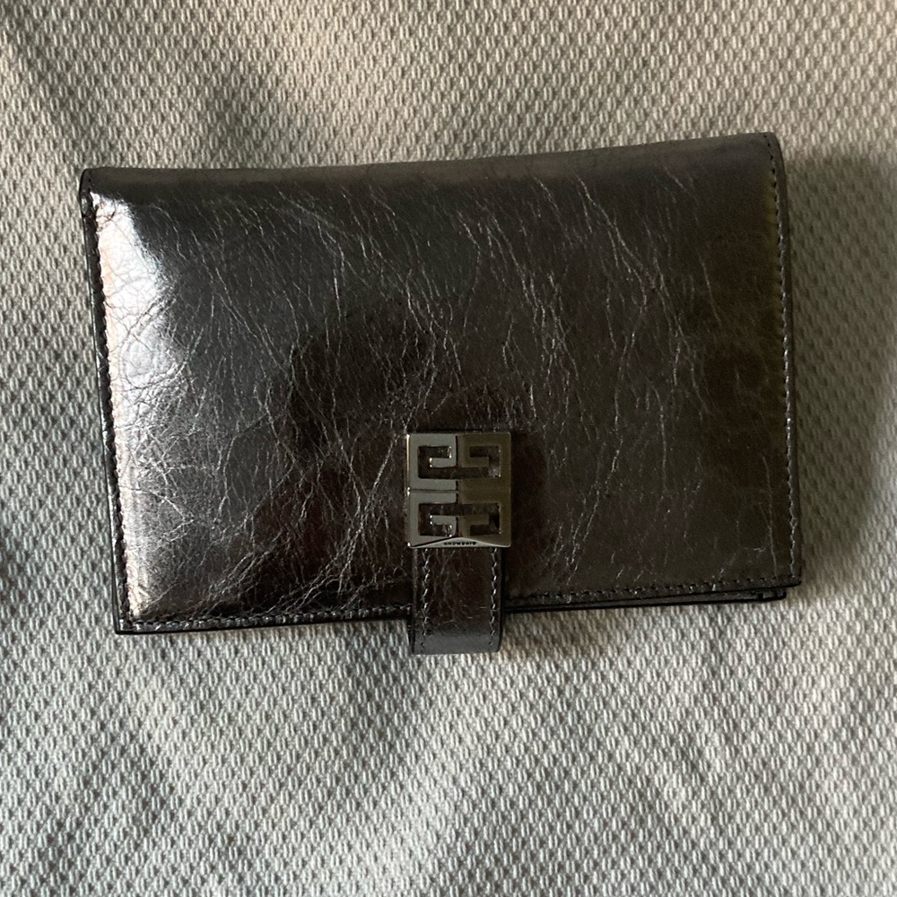 Givenchy Metallic Silver Leather Wallet, NWOT, with dust cover - moving sale!